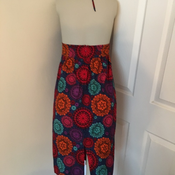 Anthropologie Fish Fry multi colorful halter Mini Dress sz M - Picture 8 of 11